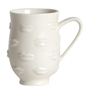 Jonathan Adler, Gala Becher / Münder als Relief-Motiv - Jonathan Adler weiß en keramik, Becher Gala keramik weiß / Münder als Relief-Motiv - Jonathan Adler weiß en keramik