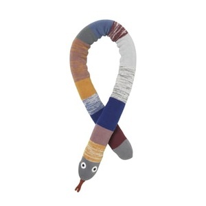 ferm living, ferm LIVING Kuscheltier DUSTY RAINBOW MINI SNAKE (105cm) in bunt, Kissen Mini Snake Dusty Rainbow textil bunt / Bettumrandung - L 105 cm - Ferm Living bunt en textil