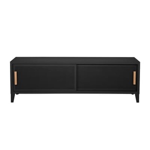 Tolix, B2 Bas Perforé TV Möbel / 160 x H 51 cm - Griffe aus Eiche - Tolix schwarz en metall, TV Möbel B2 Bas Perforé metall schwarz / 160 x H 51 cm - Griffe aus Eiche - Tolix schwarz en metall