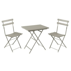 Emu, Arc en Ciel Tisch und Sitzgarnitur / Tisch 70 x 50 cm + 2 Stühle - Emu grau en metall, Tisch und Sitzgarnitur Arc en Ciel metall grau / Tisch 70 x 50 cm + 2 Stühle - Emu grau en metall