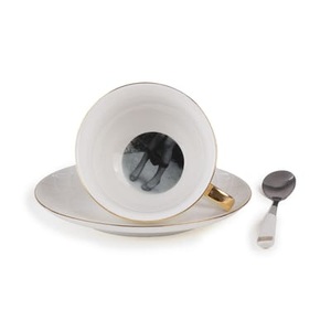 Seletti, Guiltless - Proserpina Teetasse / Mit Untertasse & Löffel Erotisches Bild auf dem Tassenboden - Seletti weiß en keramik, Teetasse Guiltless - Proserpina keramik weiß / Mit Untertasse & Löffel Erotisches Bild auf dem Tassenboden - Seletti weiß en keramik