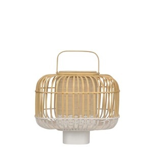 Forestier, Forestier Bamboo Square S Tischleuchte in Weiß, Tischleuchte Bamboo Square weiß holz natur / Größe S - H 41 cm - Forestier holz natur en holz