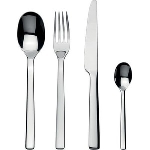 ALESSI, Alessi-Ovale Besteckset 24-tlg., Edelstahl, Besteckgarnitur Ovale metall / 24-teiliger Besteckkoffer - Alessi metall en metall