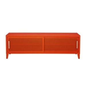 Tolix, B2 Bas Perforé TV Möbel / 160 x H 51 cm - Griffe aus Eiche - Tolix orange en metall, TV Möbel B2 Bas Perforé metall orange / 160 x H 51 cm - Griffe aus Eiche - Tolix orange en metall