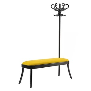 Wiener GTV Design, Coat Rack Bench Bank / Portemanteau - Assise rembourrée / L 136 cm - Wiener GTV Design gelb en textil, Gepolsterte Bank Coat Rack Bench textil holz gelb / Garderobenständer - Gepolsterte Sitzfläche / L 136 cm - Wiener GTV Design gelb en holz