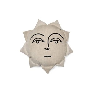 ferm living, Sun Kissen / Ø 35 cm - Besticktes Leinen - Ferm Living beige en textil, Kissen Sun textil beige / Ø 35 cm - Besticktes Leinen - Ferm Living beige en textil