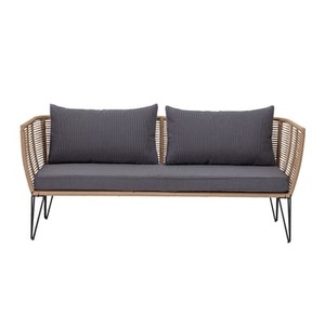 Bloomingville, Bloomingville - Sofa Mundo - Grau und Hellbraun, Gartensofa 3-Sitzer Mundo textil grau beige / L 175 cm - PVC-Bänder - Bloomingville beige en textil