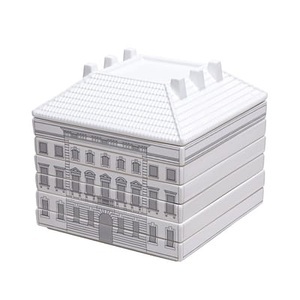 Seletti, Palace - Signoria Geschirr-Set / 6 stapelbare Teller + 1 Servierplatte - Seletti weiß/schwarz en keramik, Geschirr-Set Palace - Signoria keramik weiß schwarz / 6 stapelbare Teller + 1 Servierplatte - Seletti schwarz en keramik