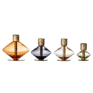 Bloomingville, Kerzenleuchter glas bunt / 4er Set - Metall & Glas - Bloomingville bunt en glas, Kerzenleuchter glas bunt / 4er Set - Metall & Glas - Bloomingville bunt en glas