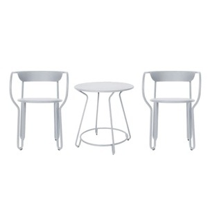 Maiori, Tisch und Sitzgarnitur Huggy metall grau / Tisch Ø 75 cm + 2 Sessel - Maiori grau en metall, Tisch und Sitzgarnitur Huggy metall grau / Tisch Ø 75 cm + 2 Sessel - Maiori grau en metall