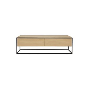 Ethnicraft, TV Möbel Monolit holz natur / L 140 x T 45 x H 42 cm - 1 Schublade + 1 Klapptür - Ethnicraft holz natur en holz, TV Möbel Monolit holz natur / L 140 x T 45 x H 42 cm - 1 Schublade + 1 Klapptür - Ethnicraft holz natur en holz