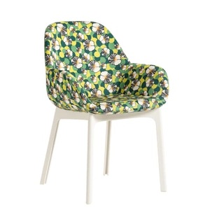 KARTELL, Gepolsterter Sessel Clap La Double J textil weiß grün / mit Stoffbezug, Stuhlbeine aus Kunststoff - Kartell weiß en textil, Gepolsterter Sessel Clap La Double J textil weiß grün / mit Stoffbezug, Stuhlbeine aus Kunststoff - Kartell grün en textil