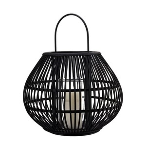 Pols Potten, Laterne Striped Apple holz schwarz / Bambus - H 46 cm - Pols Potten schwarz en holz, Laterne Striped Apple holz schwarz / Bambus - H 46 cm - Pols Potten schwarz en holz