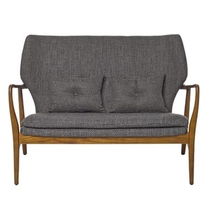 Pols Potten, Peggy Sofa / 2-Sitzer - L 124 cm - Pols Potten grau/holz natur en textil/holz, Sofa Peggy textil grau holz natur / 2-Sitzer - L 124 cm - Pols Potten holz natur en holz