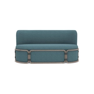 Ethimo, Rotin Sofa 2 Sitzer / L 164 cm - Teakholz abgebeizt & Stoff - Ethimo blau/holz natur en textil/holz, Gartensofa 2-Sitzer Rotin textil blau holz natur / L 164 cm - Teakholz abgebeizt & Stoff - Ethimo holz natur en holz