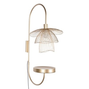 Forestier, Forestier Papillon XS Wandleuchte champagner, Wandleuchte mit Stromkabel Papillon metall beige / H 75 cm - mit Ablagebrett - Forestier beige en metall