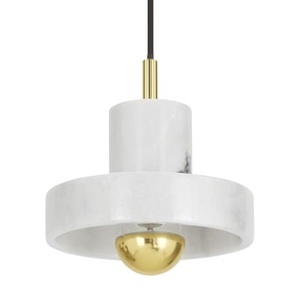 Tom Dixon, Tom Dixon Stone - Hängeleuchte mit Marmorschirm, Pendelleuchte Stone stein weiß gold / Ø 18 cm - Tom Dixon gold en stein