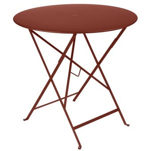 Fermob, Bistro Klapptisch / Ø 77 cm - mit Sonnenschirmloch - Fermob rot/braun en metall, Klapptisch Bistro metall rot braun / Ø 77 cm - mit Sonnenschirmloch - Fermob braun en metall