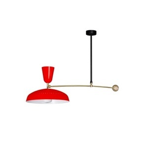 SAMMODE STUDIO, G1 Pendelleuchte / Neuauflage des Originalmodells von 1951, Pierre Guariche - L 115 cm - SAMMODE STUDIO rot en metall, Pendelleuchte G1 metall rot / Neuauflage des Originalmodells von 1951, Pierre Guariche - L 115 cm - SAMMODE STUDIO rot en metall