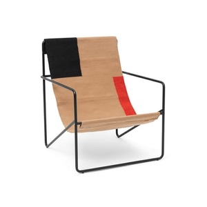 ferm living, Desert Sessel / Gestell schwarz - Plastikflaschen-Recycling - Ferm Living bunt/beige en textil, Sessel Desert textil bunt beige / Gestell schwarz - Plastikflaschen-Recycling - Ferm Living beige en textil