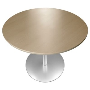 Lapalma, Höhenverstellbarer Tisch Rondo metall weiß holz natur / Ø 90 cm - Lapalma weiß en metall, Höhenverstellbarer Tisch Rondo weiß holz natur / Ø 90 cm - Lapalma holz natur en holz
