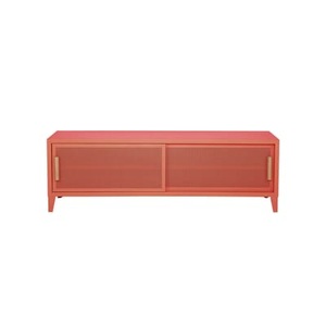 Tolix, B2 Bas Perforé TV Möbel / 120 x H 51 cm - Griffe aus Eiche - Tolix orange en metall, TV Möbel B2 Bas Perforé metall orange / 120 x H 51 cm - Griffe aus Eiche - Tolix orange en metall