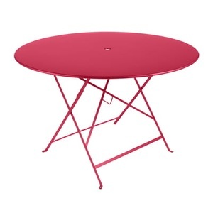 Fermob, Bistro Klapptisch / Ø 117 cm - mit Sonnenschirmloch - Fermob rosa en metall, Klapptisch Bistro metall rosa / Ø 117 cm - mit Sonnenschirmloch - Fermob rosa en metall