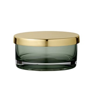 Aytm, AYTM-Tota Dose Small, Forest/ Messing, Schachtel Tota Small metall glas grün gold / zylinderförmig - Ø 9 cm x H 4,5 cm - AYTM gold en glas