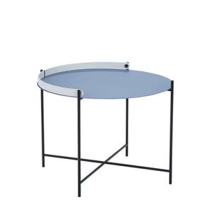 Houe, Houe - Gartenbeistelltisch EDGE - graublau - Metall - 62cm, Couchtisch Edge metall blau / Mit Klappgriff -Ø 62 x H 46 cm - Houe blau en metall