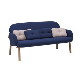 Harto, Sofa Georges textil holz blau / L 146 cm - mit Stoffbezug - Hartô blau en textil, Sofa Georges textil holz blau / L 146 cm - mit Stoffbezug - Hartô blau en holz