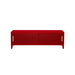 Tolix, B2 Bas Perforé TV Möbel / 120 x H 51 cm - Griffe aus Eiche - Tolix rot en metall, TV Möbel B2 Bas Perforé metall rot / 120 x H 51 cm - Griffe aus Eiche - Tolix rot en metall