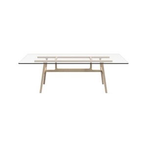 Kristalia, rechteckiger Tisch Bottegga glas holz natur / 220 x 100 cm - 6 Personen - Kristalia holz natur en glas, rechteckiger Tisch Bottegga glas holz natur / 220 x 100 cm - 6 Personen - Kristalia holz natur en glas