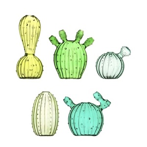 & klevering, Cactus Vase / 5er-Set - & klevering grün en glas, Vase Cactus glas grün / 5er-Set - & klevering grün en glas