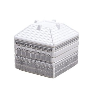 Seletti, Palace - Borghese Geschirr-Set / 6 stapelbare Dessert-Teller + 1 Schale - Seletti weiß/schwarz en keramik, Geschirr-Set Palace - Borghese keramik weiß schwarz / 6 stapelbare Dessert-Teller + 1 Schale - Seletti schwarz en keramik