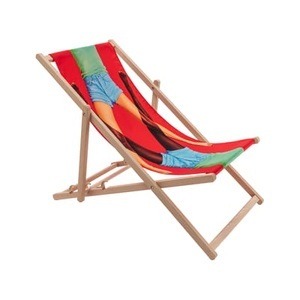 Seletti, Toiletpaper Liegestuhl / Scissors - Seletti bunt en textil/holz, Klappbare, schrägstellbare Loungeliege Toiletpaper holz bunt / Scissors - Seletti bunt en holz