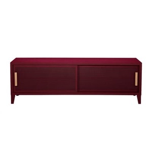 Tolix, B2 Bas Perforé TV Möbel / 160 x H 51 cm - Griffe aus Eiche - Tolix rot en metall, TV Möbel B2 Bas Perforé metall rot / 160 x H 51 cm - Griffe aus Eiche - Tolix rot en metall