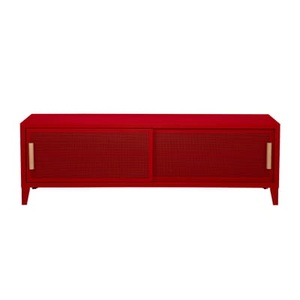 Tolix, B2 Bas Perforé TV Möbel / 160 x H 51 cm - Griffe aus Eiche - Tolix rot en metall, TV Möbel B2 Bas Perforé metall rot / 160 x H 51 cm - Griffe aus Eiche - Tolix rot en metall