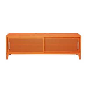 Tolix, B2 Bas Perforé TV Möbel / 160 x H 51 cm - Griffe aus Eiche - Tolix orange en metall, TV Möbel B2 Bas Perforé metall orange / 160 x H 51 cm - Griffe aus Eiche - Tolix orange en metall
