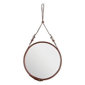 GUBI, Gubi-Adnet Spiegel rund 58cm, Braun, Wandspiegel Adnet leder braun Ø 58 cm - Gubi braun en leder