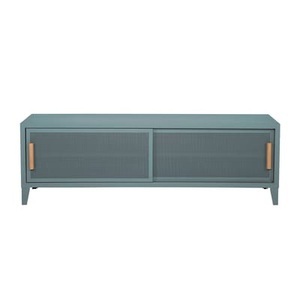 Tolix, B2 Bas Perforé TV Möbel / 160 x H 51 cm - Griffe aus Eiche - Tolix grün en metall, TV Möbel B2 Bas Perforé metall grün / 160 x H 51 cm - Griffe aus Eiche - Tolix grün en metall