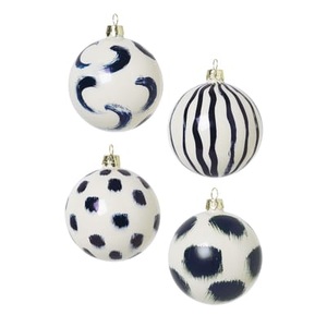 ferm living, Weihnachtskugel glas blau / 4er-Set - Handbemaltes Glas - Ferm Living blau en glas, Weihnachtskugel glas blau / 4er-Set - Handbemaltes Glas - Ferm Living blau en glas