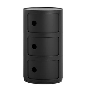 KARTELL, KARTELL - Beistelltisch Componibili Mat - Kunststoff - / schwarz - 32/32/58 cm, Ablage Componibili plastikmaterial schwarz / Version mattlackiert - 3 Schubladen - H 58 cm - Kartell schwarz en plastikmaterial