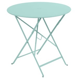 Fermob, Fermob Bistro Tisch rund lagunenblau 77, Klapptisch Bistro metall blau / Ø 77 cm - mit Sonnenschirmloch - Fermob blau en metall