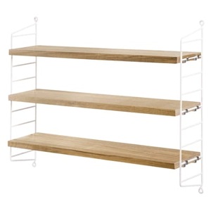 String Furniture, String Furniture String Pocket Wandregal weiß-eiche, Regal String® Pocket holz natur / Holz - L 60 x H 50 cm - String Furniture holz natur en holz