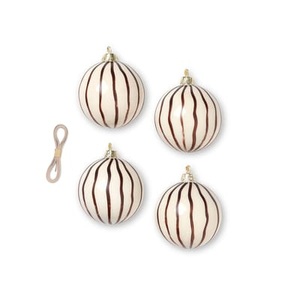 ferm living, Lines Weihnachtskugel / 4er-Set - Mundgeblasenes Glas handbemalt - Ferm Living braun en glas, Weihnachtskugel Lines glas braun / 4er-Set - Mundgeblasenes Glas handbemalt - Ferm Living braun en glas