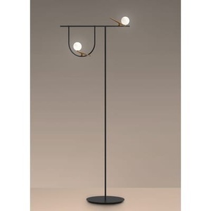 Artemide, Artemide - Stehleuchte YANZI - schwarz/weiss/messing - Metall - 40cm/75.4cm, Stehleuchte Yanzi LED metall glas schwarz / Messing & Glas - Artemide schwarz en glas