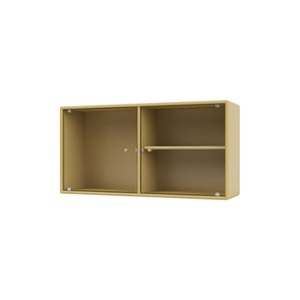 Montana, Wandablage Ripple I holz gelb / Vitrine - B 69,6 x T 20 x H 35,4 cm / Gewelltes Glas - MONTANA en, Wandablage Ripple I holz gelb / Vitrine - B 69,6 x T 20 x H 35,4 cm / Gewelltes Glas - MONTANA en