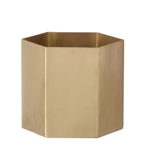 ferm living, ferm living Hexagon Blumentopf, Blumentopf Hexagon Large metall gold / groß - Ferm Living gold en metall