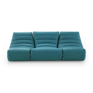 Cinna, Saparella Gartensofa 3-Sitzer (1965) / Kunstleder / 3 Elemente - L 222 cm - Cinna blau en leder, Gartensofa 3-Sitzer Saparella leder blau (1965) / Kunstleder / 3 Elemente - L 222 cm - Cinna blau en leder