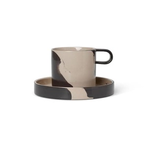 ferm living, Inlay Tasse / Mit Untertasse - Ferm Living braun/beige en keramik, Tasse Inlay keramik braun beige / Mit Untertasse - Ferm Living beige en keramik